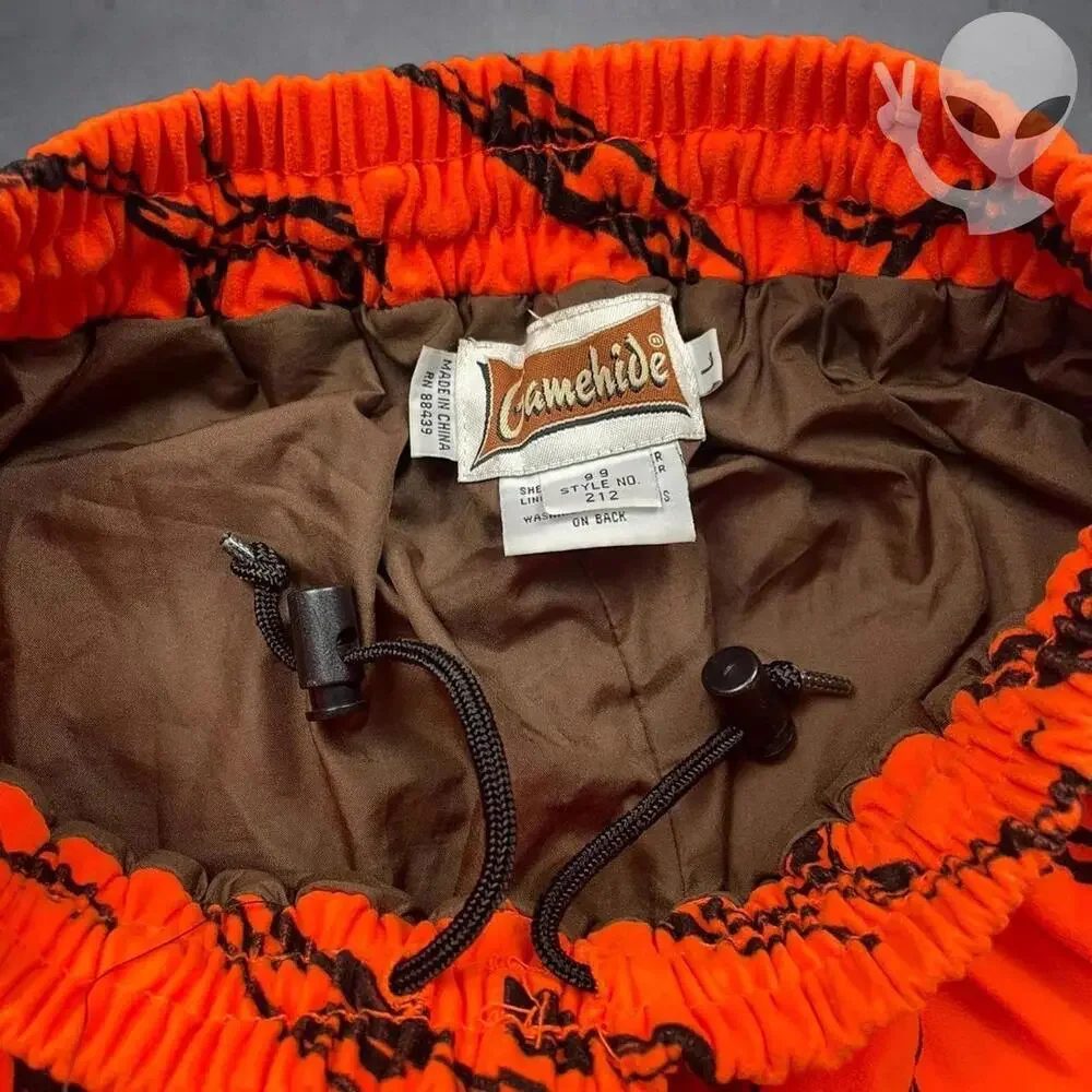 Game hide Hush Hide Pants Blaze Orange Large Camo Hunting Vintage Flared Bootcut - Picture 8 of 8